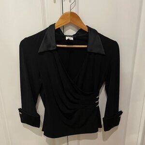 Women's Black Longsleeve Blouse with Collar- Sz M